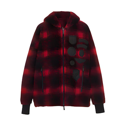DSQUARED2 Red Plaid Hoodie Zip-Up Fleece Jacket. S74HG0110S25519-001F