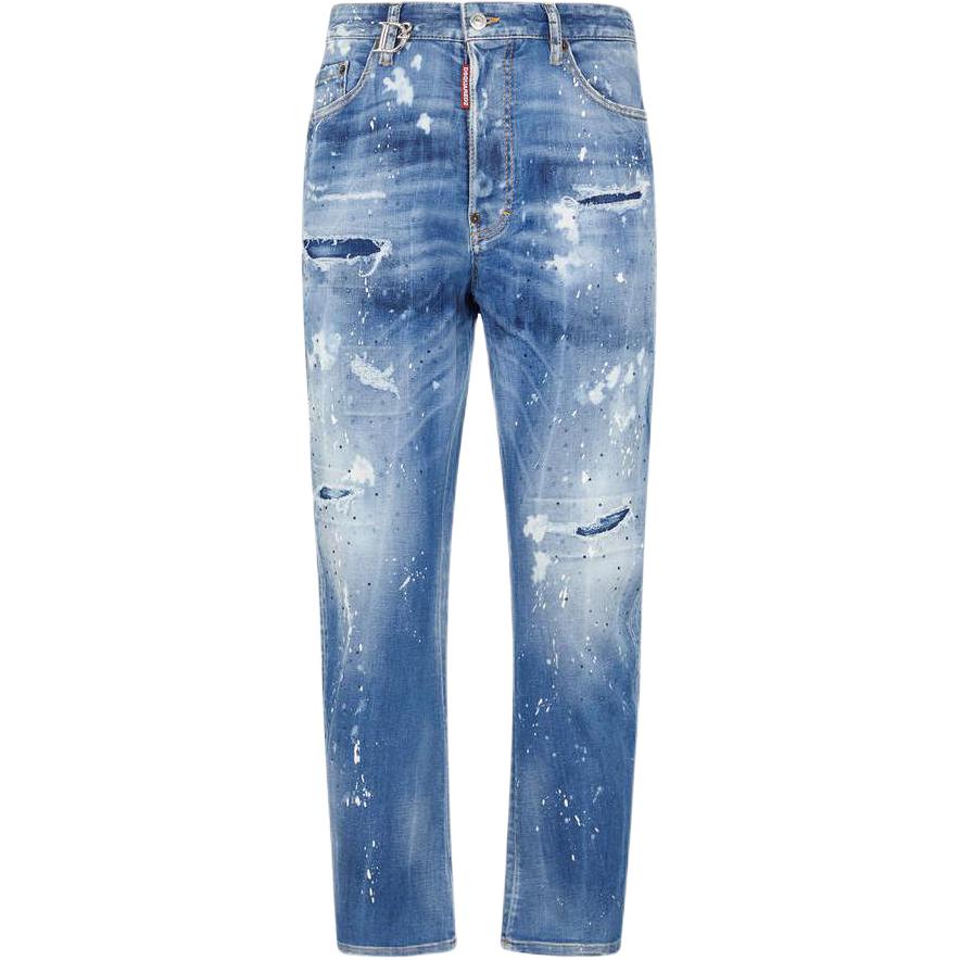 DSQUARED2  Ripped Low-Rise Slim Straight Jeans Blue. S74LB1441S30789-470