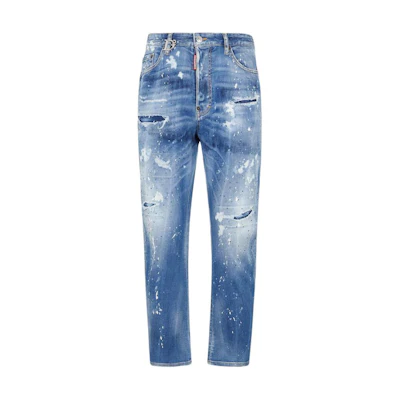 DSQUARED2 Ripped Low-Rise Slim Straight Jeans Blue. S74LB1441S30789-470