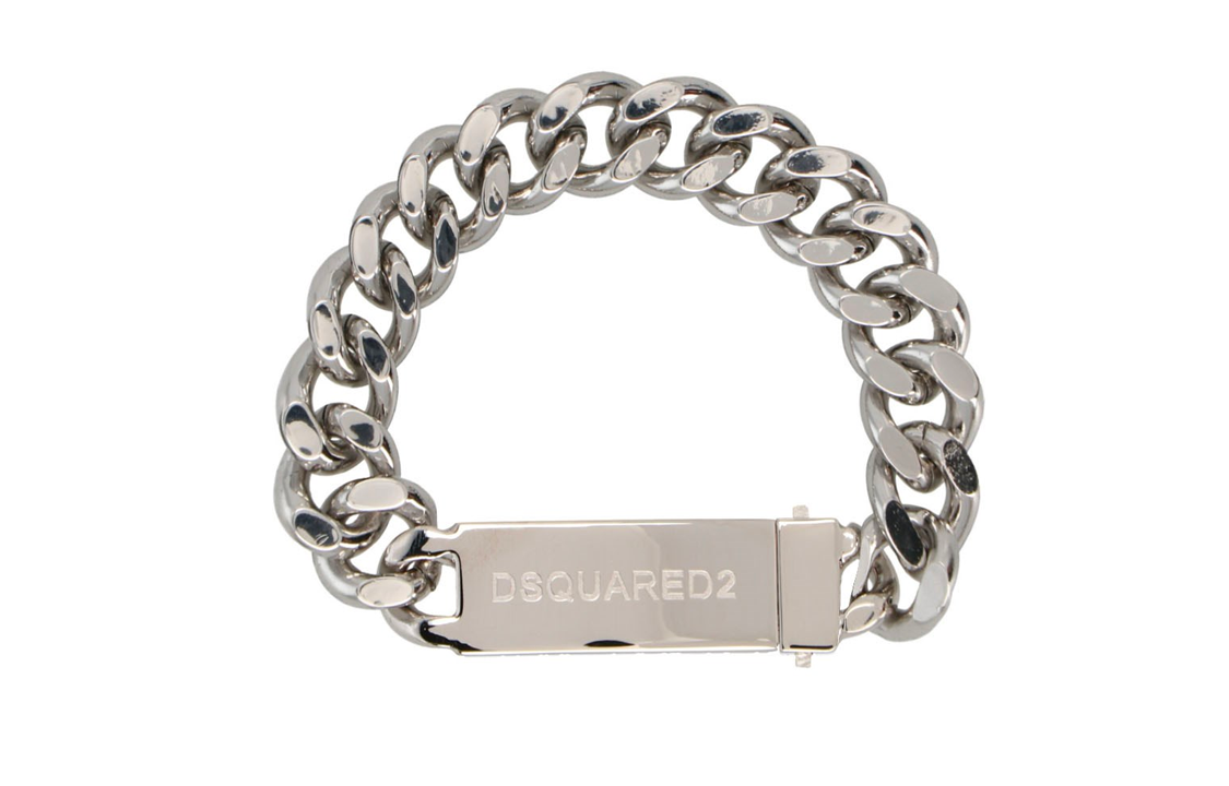 DSQUARED2  Silver Brass Cuban Chain Bracelet. ARM012337200001F124