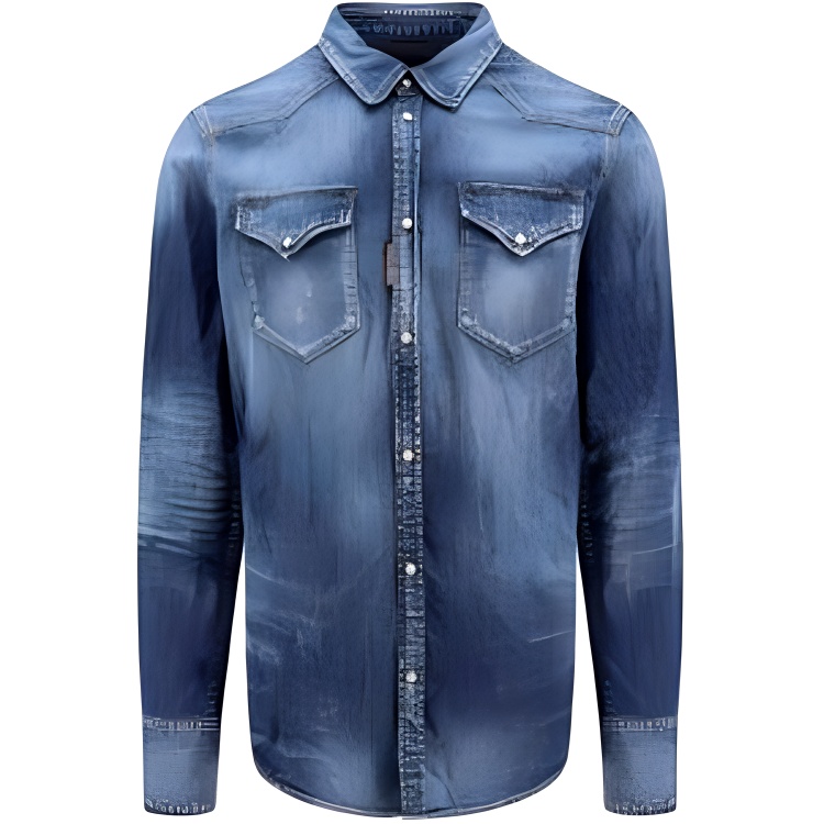 DSQUARED2  Slim-Fit Single-Breasted Long Sleeve Logo Pocket Shirt Blue S74DM0846S30341-470