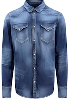 DSQUARED2 Slim-Fit Single-Breasted Long Sleeve Logo Pocket Shirt Blue S74DM0846S30341-470 DSQUARED2 Slim-Fit Single-Breasted Long Sleeve Logo Pocket Shirt Blue S74DM0846S30341-470