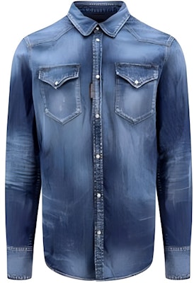 DSQUARED2 修身單排扣長袖徽標口袋襯衫 藍色 S74DM0846S30341-470 Buy DSQUARED2 修身單排扣長袖徽標口袋襯衫 藍色 S74DM0846S30341-470