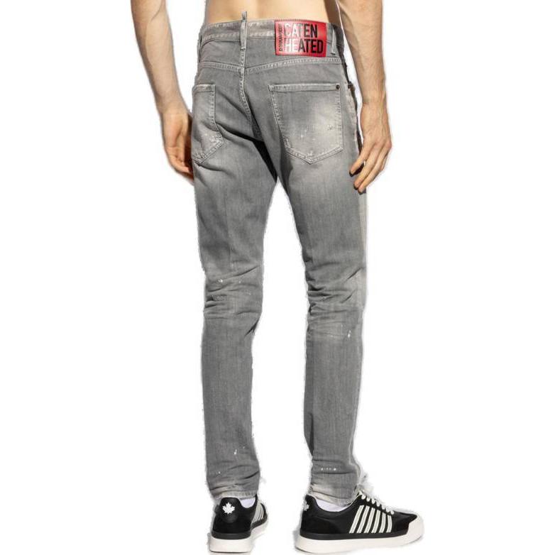 DSQUARED2  Slim-Fit Zipper Patchwork Jeans Light Grey. S74LB1544S30260-852 圖 5