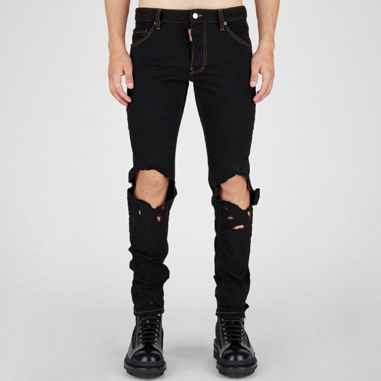 Lookbook DSQUARED2修身破洞黑色牛仔裤 S71LB1067S30733-900