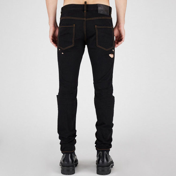 Shop DSQUARED2修身破洞黑色牛仔裤 S71LB1067S30733-900