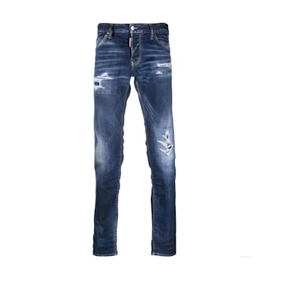 DSQUARED2 Slim Fit Distressed Blue Jeans. S74LB1332S30342-470