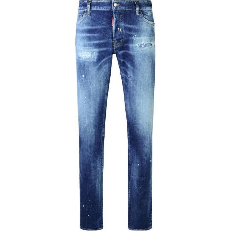 DSQUARED2  Slim Fit Distressed Mid-Rise Zipper Blue Jeans S74LB1588S30872-470