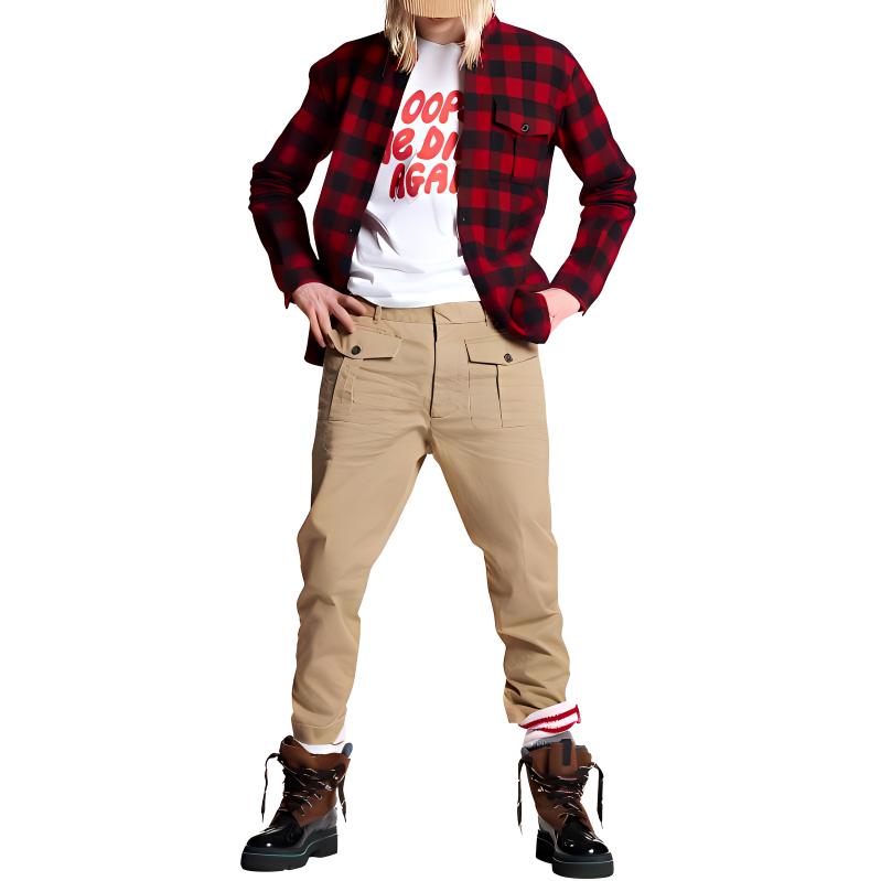 Order DSQUARED2 修身中腰米色休閒褲，拉鍊設計。 S71KB0573S39021-808