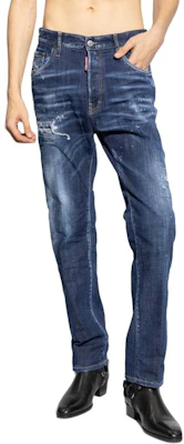 DSQUARED2 修身中腰破壞藍色牛仔褲 S74LB1557S30664-470 Shop DSQUARED2 修身中腰破壞藍色牛仔褲 S74LB1557S30664-470