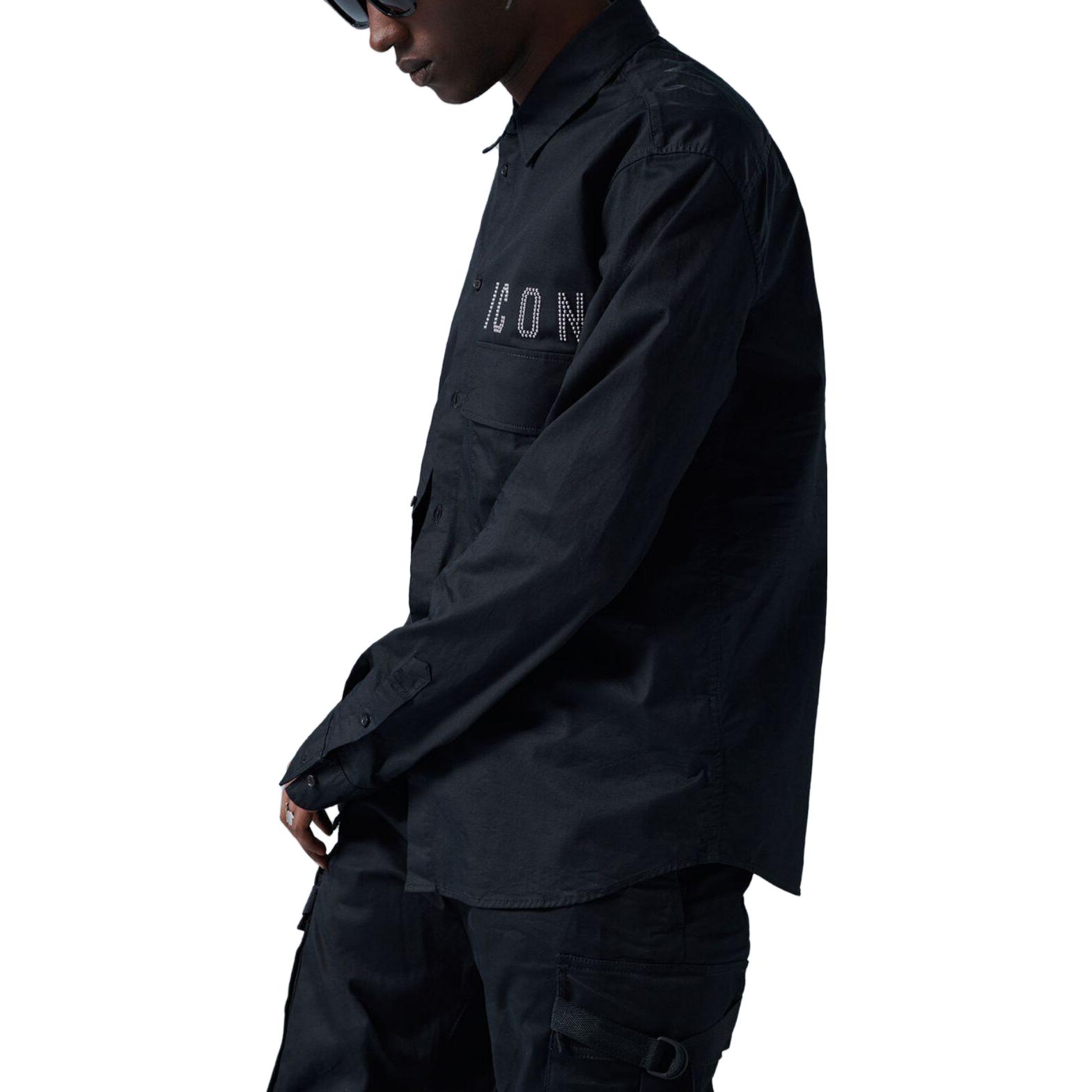 Shop DSQUARED2 Baju Hitam Lengan Panjang Berbutang Lelaki S79DL0034S35175-900