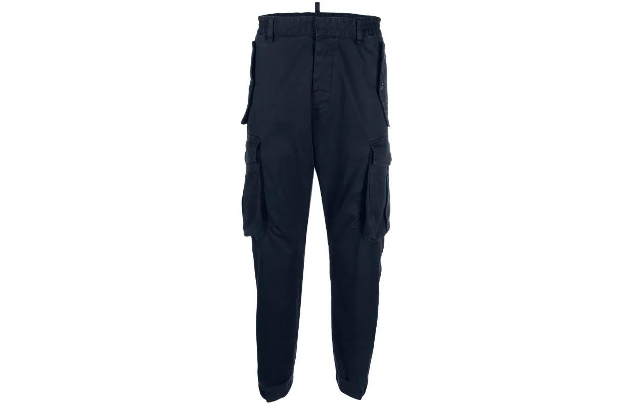 DSQUARED2  Solid Cargo Pants with Elastic Waist Navy Blue S71KB0574S39021-524