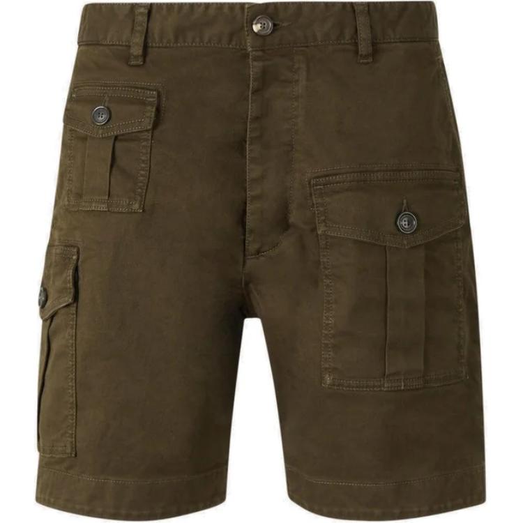DSQUARED2  Solid Color Mid-Rise Cargo Shorts Brown S74MU0780S39021-697