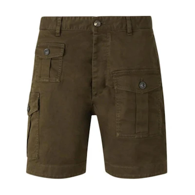 DSQUARED2 Solid Color Mid-Rise Cargo Shorts Brown S74MU0780S39021-697