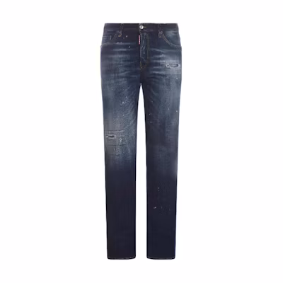 DSQUARED2 Solid Distressed Button Jeans - Blue S71LB1274S30664470