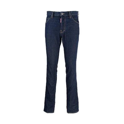 DSQUARED2 Solid Mid-Rise Slim Straight Jeans Deep Blue S79LA0054S30595-470