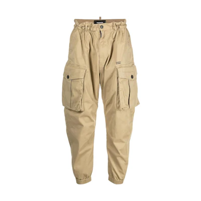 DSQUARED2 Solid Tapered Cargo Pants Light Brown Casual Wear. S71KB0390S39021-123