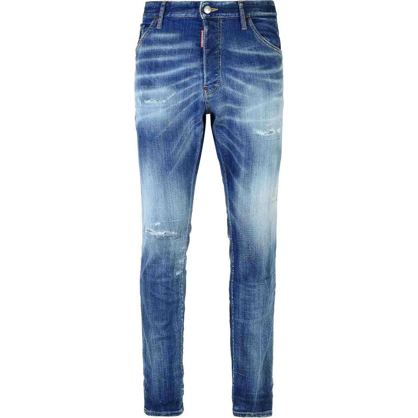 DSQUARED2  Vintage Ripped Zipper Mid-Rise Blue Jeans. S74LB1618S30342-470