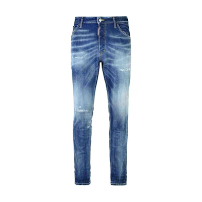 DSQUARED2 Vintage Ripped Zipper Mid-Rise Blue Jeans. S74LB1618S30342-470