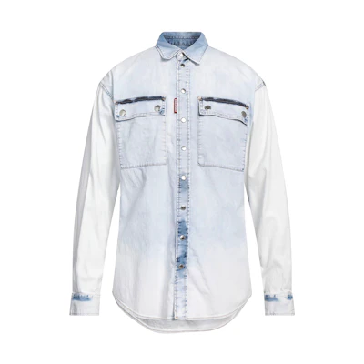 DSQUARED2 Vintage Western Button-Up Long Sleeve Shirt Blue S74DM0722S30341-470