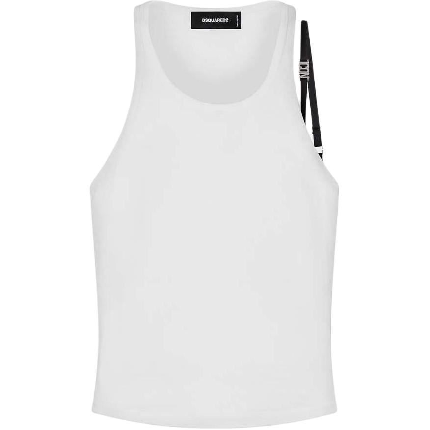 DSQUARED2  White Crew Neck Sleeveless Tank Top. S79NL0004S23009-100
