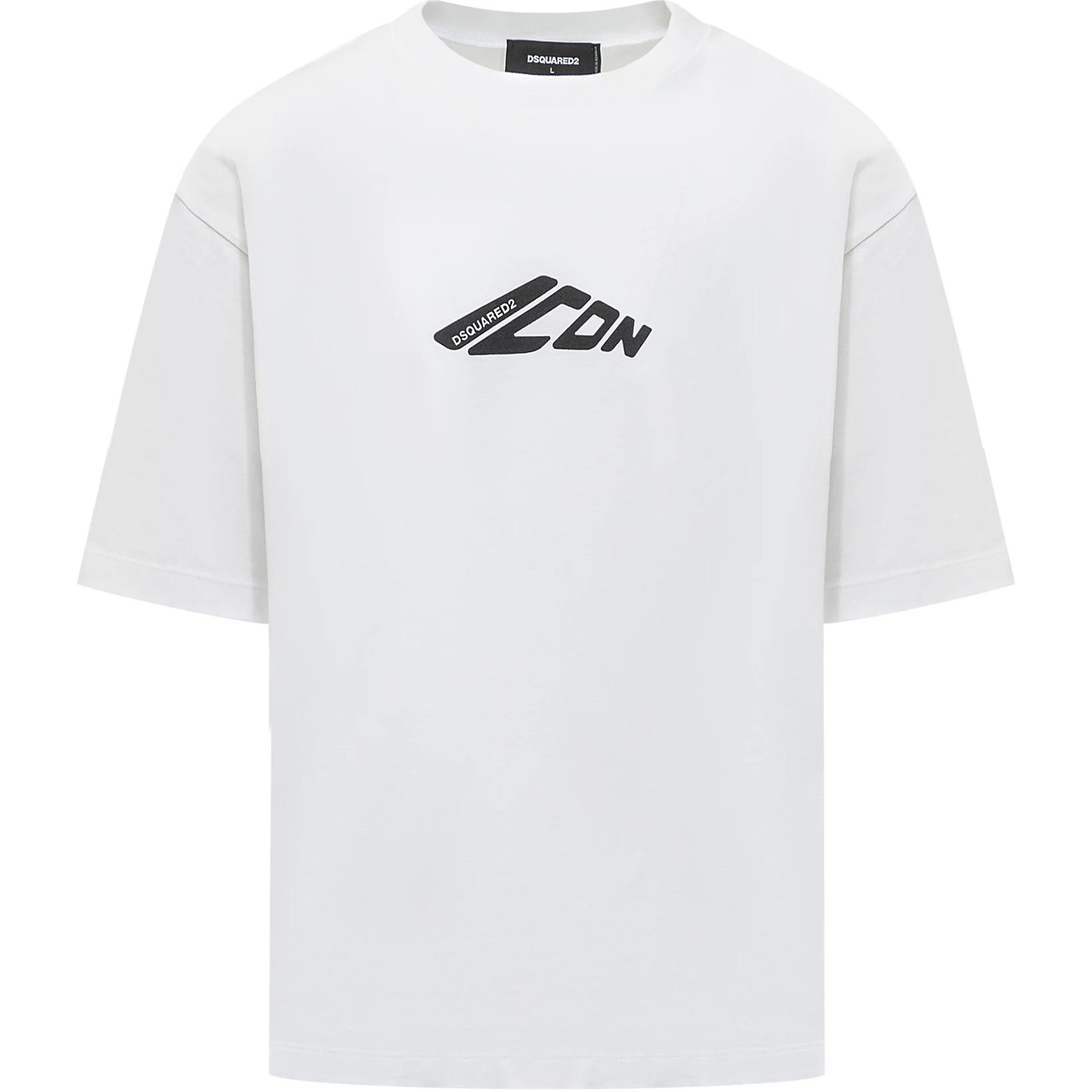 DSQUARED2  White Crewneck T-Shirt with Letter Print Design. S79GC0096D20033-100