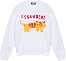 DSQUARED2 White Logo & Animal Embroidery Crewneck Sweatshirt Long Sleeve. S74GU0577S25516-100 DSQUARED2 White Logo & Animal Embroidery Crewneck Sweatshirt Long Sleeve. S74GU0577S25516-100