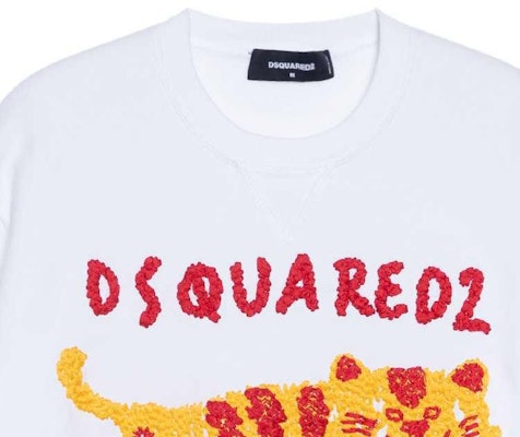 DSQUARED2 白色动物刺绣标志长袖圆领卫衣 S74GU0577S25516-100 Shop DSQUARED2 白色动物刺绣标志长袖圆领卫衣 S74GU0577S25516-100