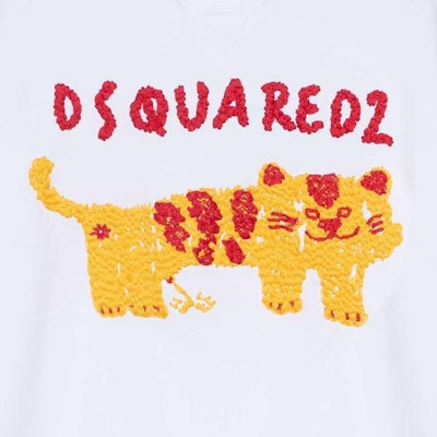 DSQUARED2 白色动物刺绣标志长袖圆领卫衣 S74GU0577S25516-100 Details for DSQUARED2 白色动物刺绣标志长袖圆领卫衣 S74GU0577S25516-100