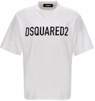 DSQUARED2 White Logo Print Straight-Cut Pullover Short-Sleeve T-Shirt S74GD1197D20004-100 DSQUARED2 White Logo Print Straight-Cut Pullover Short-Sleeve T-Shirt S74GD1197D20004-100