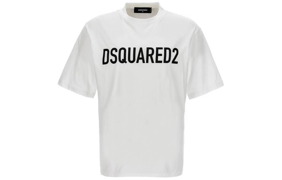 DSQUARED2  White Logo Print Straight-Cut Pullover Short-Sleeve T-Shirt S74GD1197D20004-100 圖 2