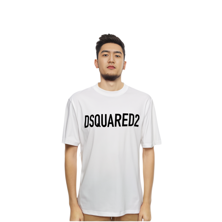 DSQUARED2  White Logo Print Straight-Cut Pullover Short-Sleeve T-Shirt S74GD1197D20004-100 圖 4