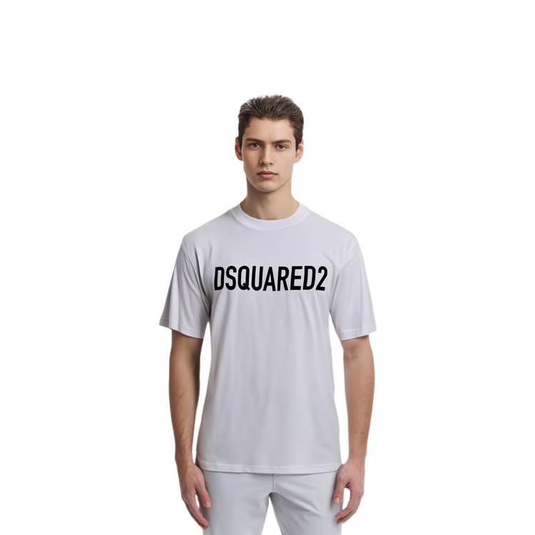 DSQUARED2  White Logo Print Straight-Cut Pullover Short-Sleeve T-Shirt S74GD1197D20004-100 圖 5