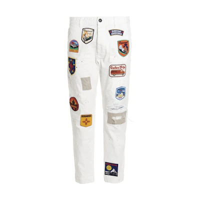 DSQUARED2 White Painted Patch Detail Denim Jeans. S74KB0674S39021-100