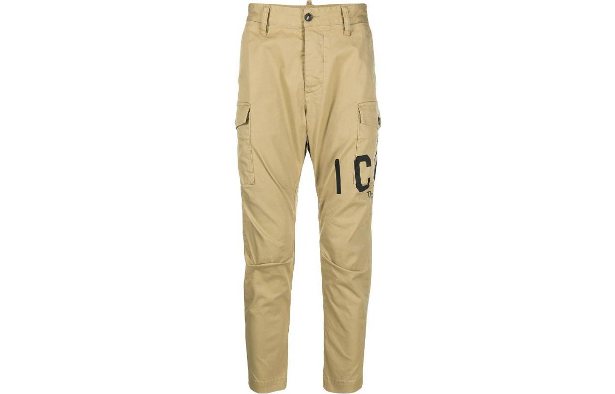 DSQUARED2 Big Logo Printed Tapered Ankle Pants Khaki for Men. S79KA0003S39021-123
