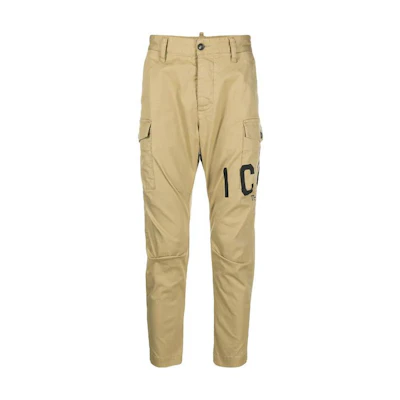 DSQUARED2 Big Logo Printed Tapered Ankle Pants Khaki for Men. S79KA0003S39021-123