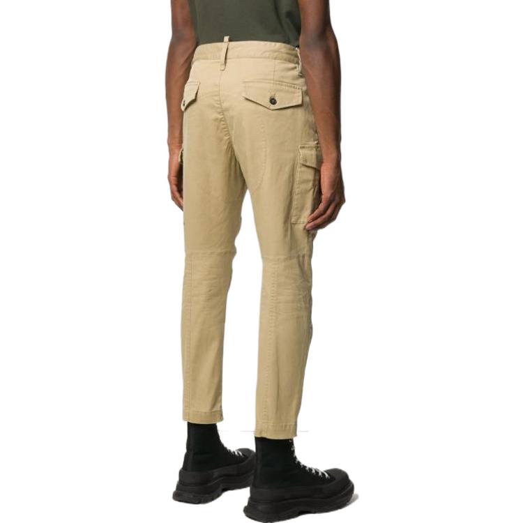 Shop DSQUARED2 男款大Logo印花錐形九分長褲卡其色 S79KA0003S39021-123