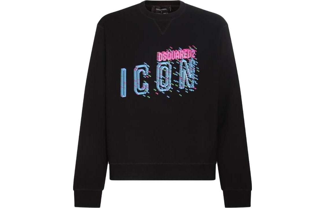 Dsquared2 Black Crewneck Sweatshirt with Logo Print Long Sleeve Casual Wear S79GU0109S25516-900
