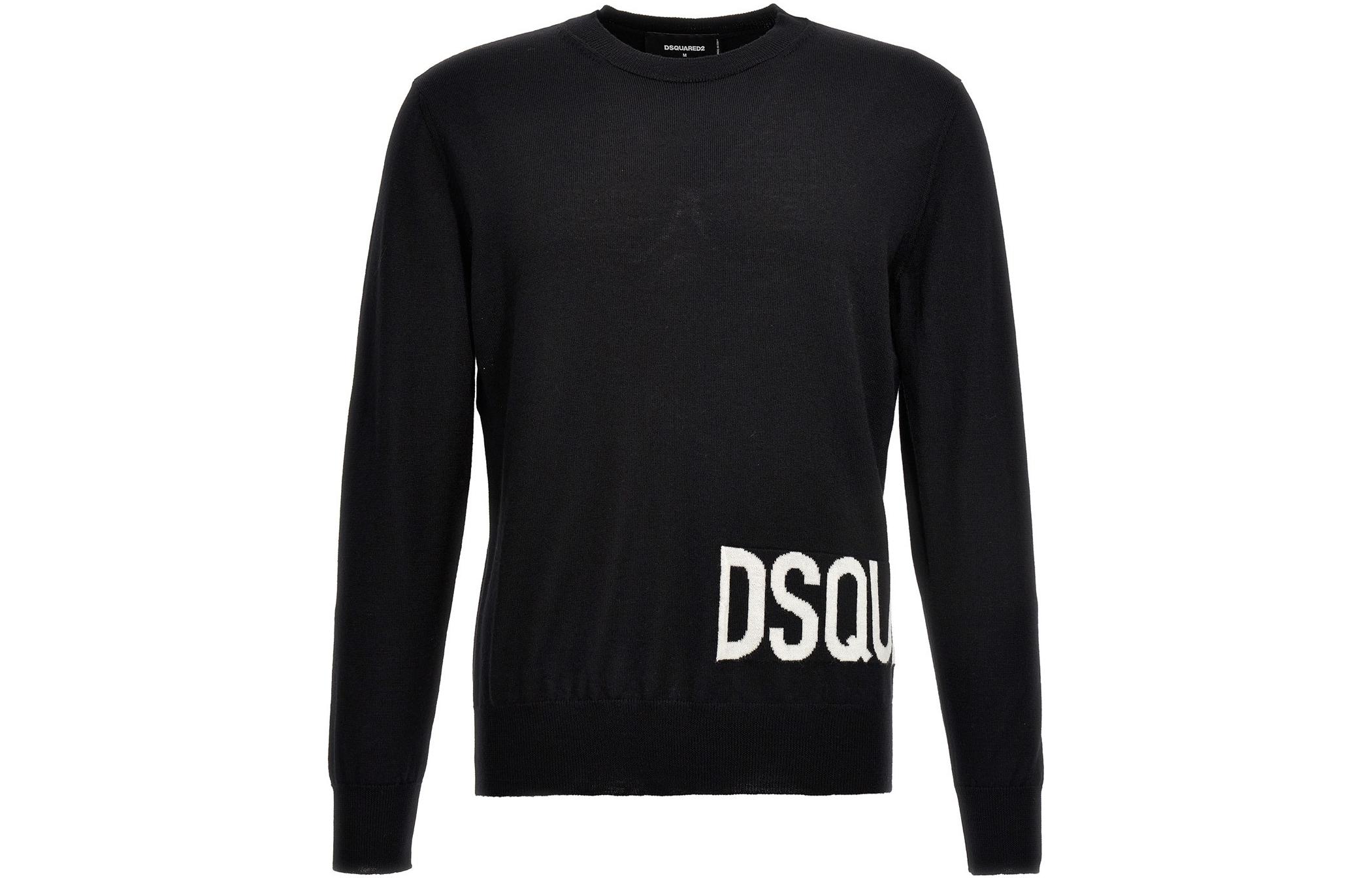 Order DSQUARED2 Sweater Hitam Bercetak Huruf untuk Lelaki. S74HA1377S18332965