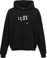 Dsquared2 Black Letter Print Dropped Shoulder Hoodie. S79GU0134S25516-900 Dsquared2 Black Letter Print Dropped Shoulder Hoodie. S79GU0134S25516-900