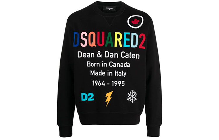 Dsquared2 Black Long Sleeve Pullover Sweatshirt with Logo Print S74GU0520S25042-900