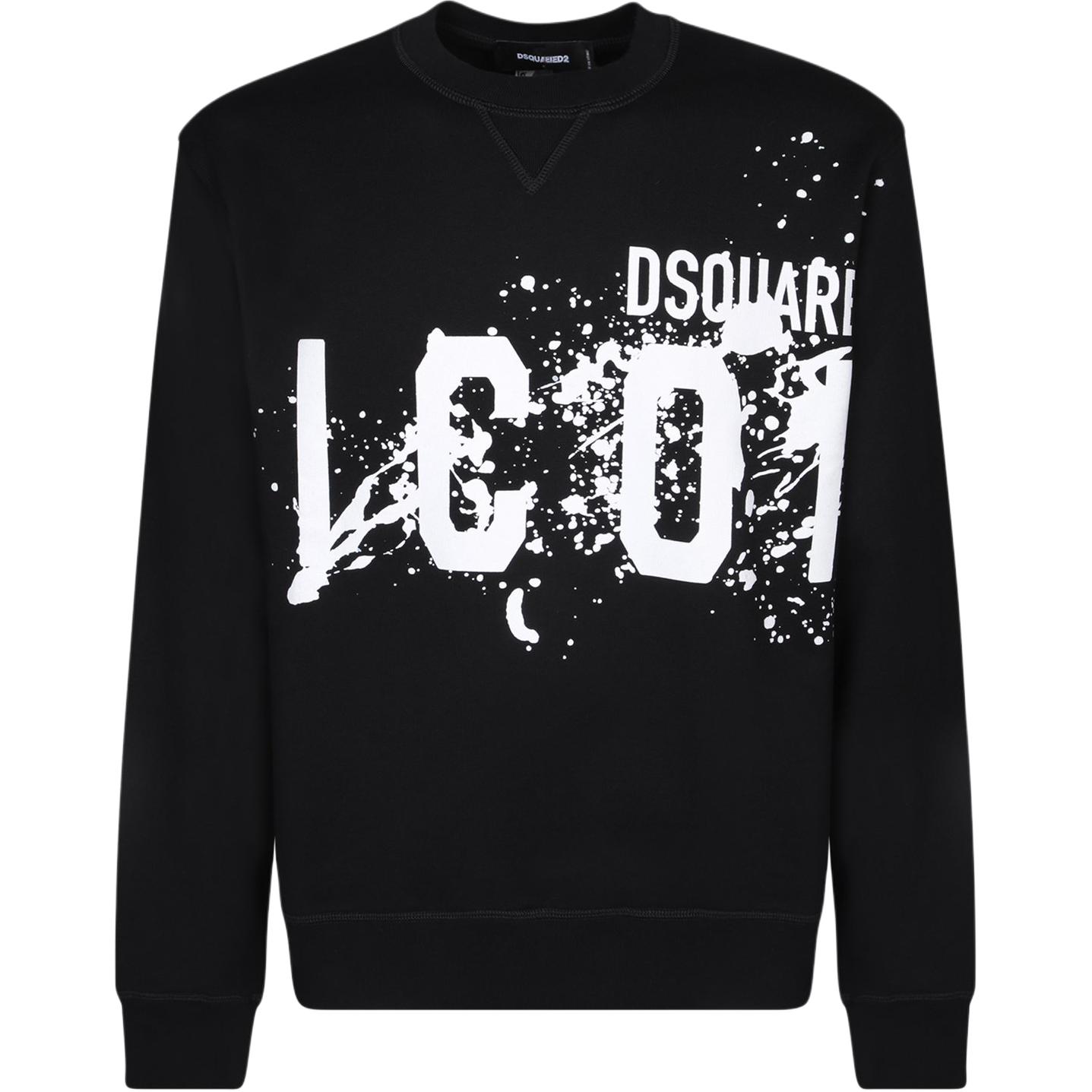 Dsquared2 Black Loose Letter Print Long-Sleeve Pullover Sweatshirt S79GU0114S25516-900