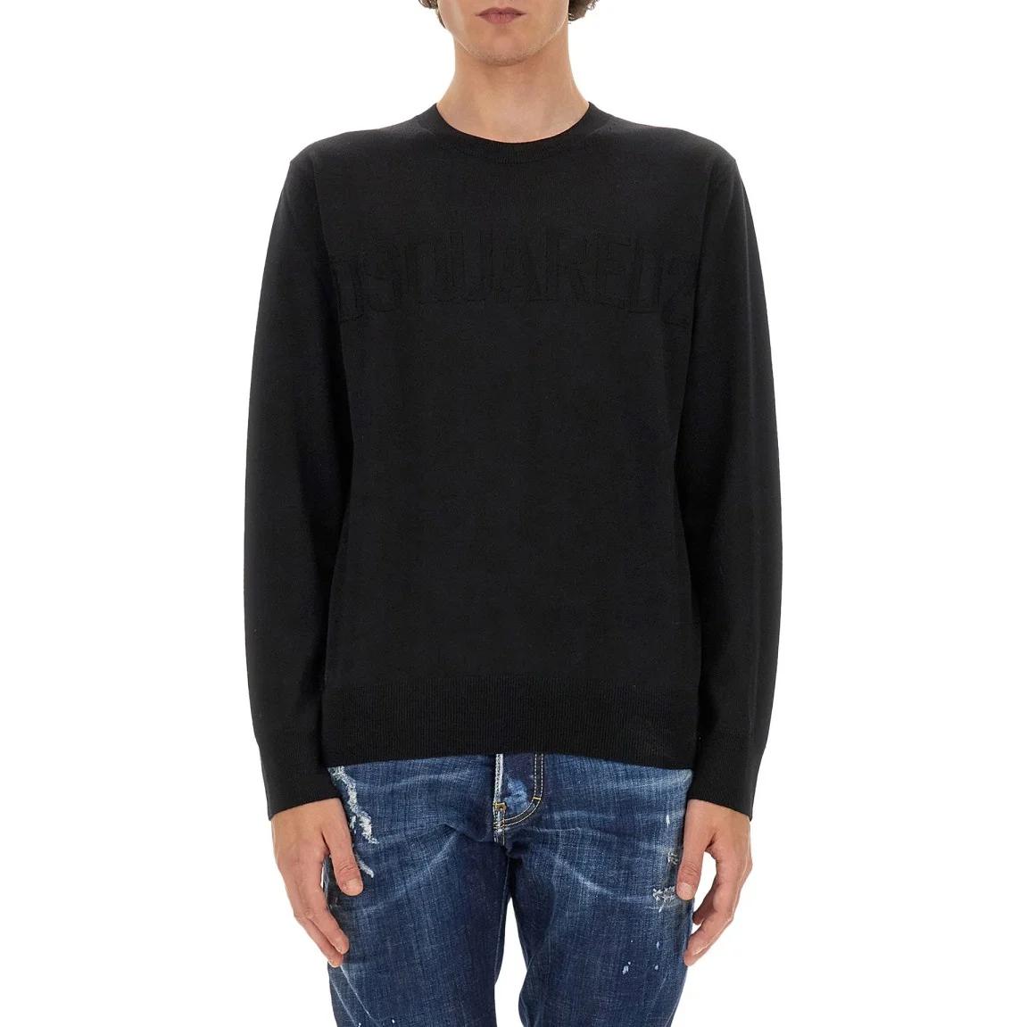 Dsquared2 Black Solid Color Crewneck Pullover Sweatshirt Long Sleeve S74HA1496D13046-900