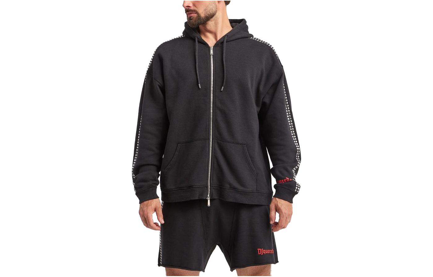 Dsquared2 Black Zip-Up Hoodie with Letter Print S74HG0142S25061-900