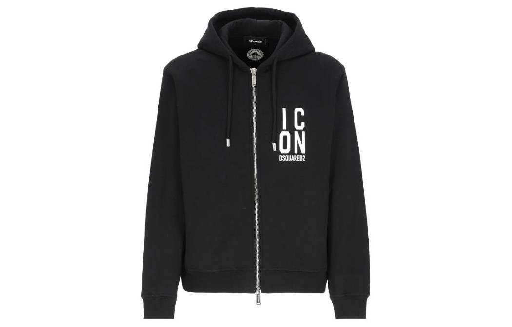 Dsquared2 Black Zip-Up Hoodie with Long Sleeves and Hood S79HG0012S25516900