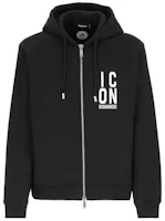 Dsquared2 Black Zip-Up Hoodie with Long Sleeves and Hood S79HG0012S25516900 Dsquared2 Black Zip-Up Hoodie with Long Sleeves and Hood S79HG0012S25516900