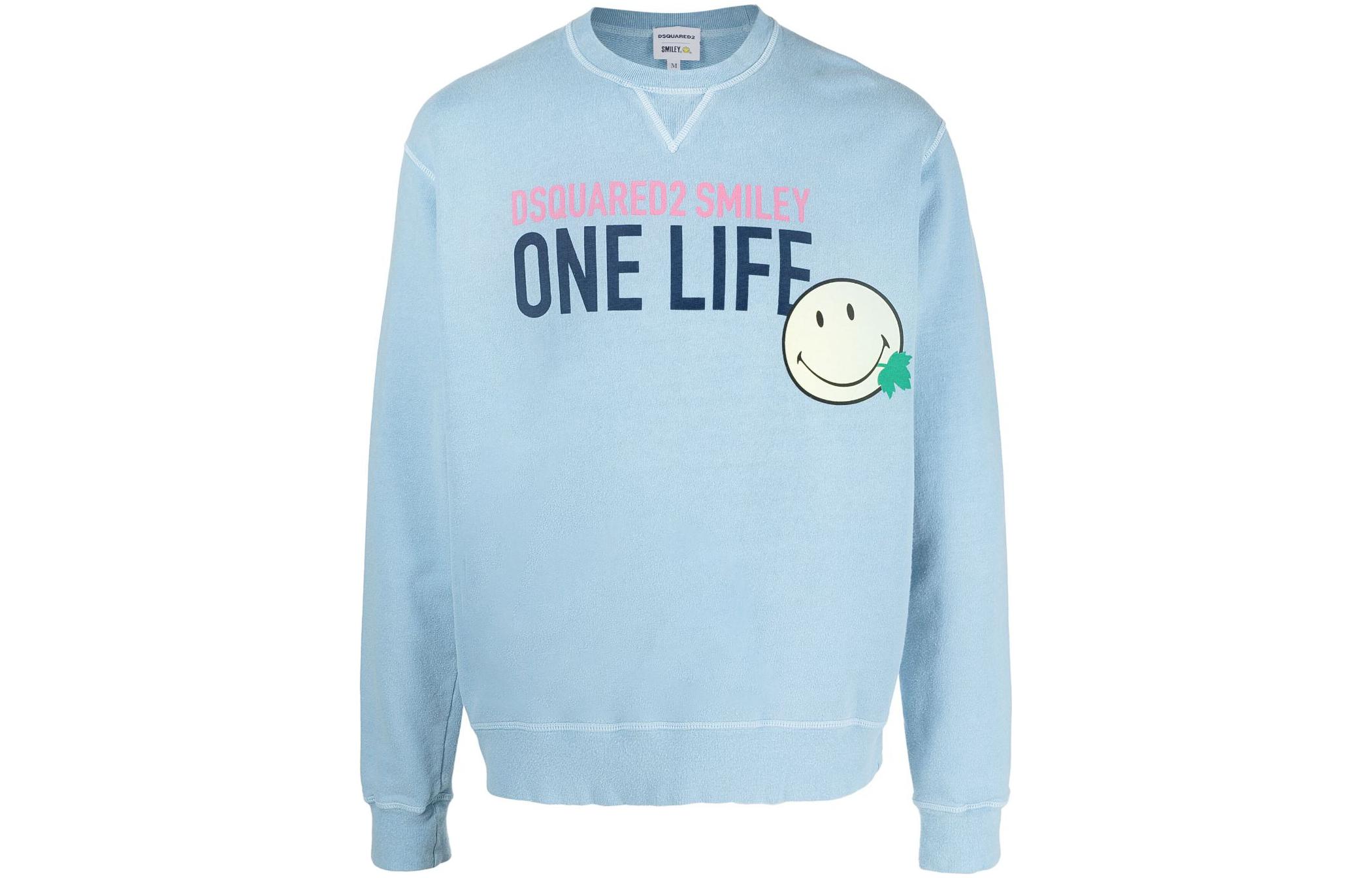 Dsquared2 Blue Letter Print Long Sleeve Crewneck Sweatshirt. S78GU0056S25535