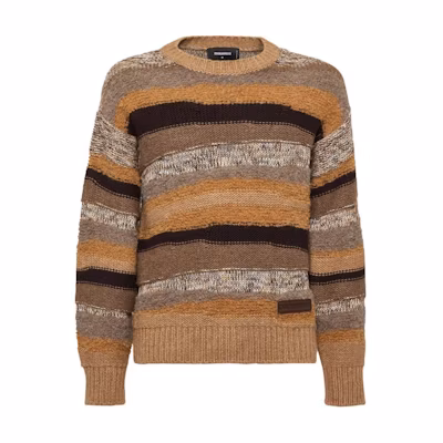 DSQUARED2 Brown Striped Crewneck Long Sleeve Sweater SS24 S74HA1465D13048