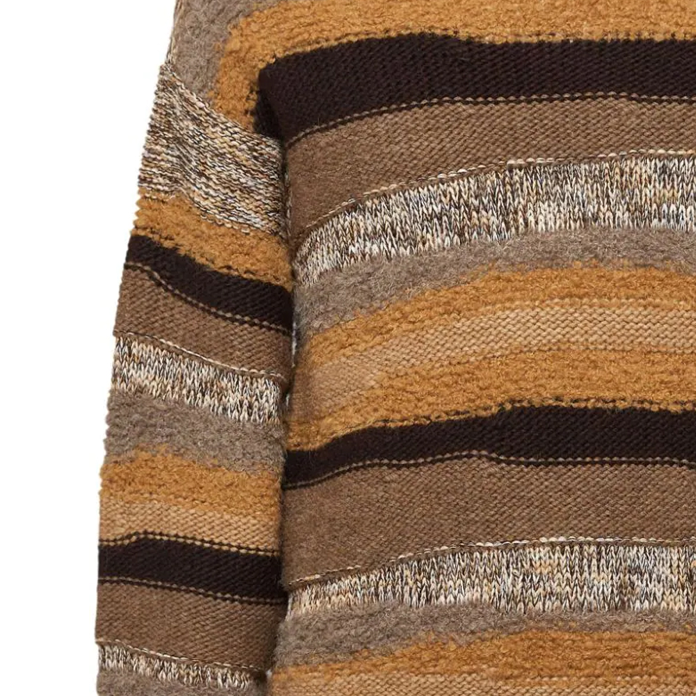 Shop DSQUARED2 棕色條紋圓領長袖毛衣 SS24 S74HA1465D13048