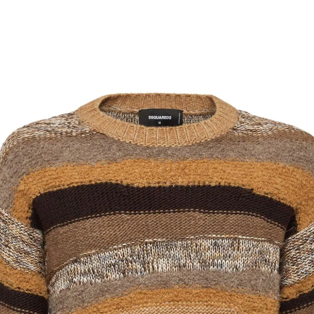 Purchase DSQUARED2 棕色條紋圓領長袖毛衣 SS24 S74HA1465D13048